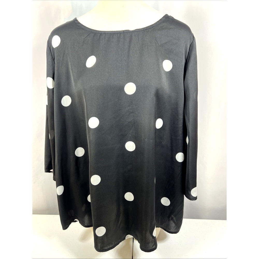 Ellos Women's Black with White Polka Dots Fairy Flowing Boho Blouse Size 20